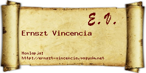 Ernszt Vincencia névjegykártya